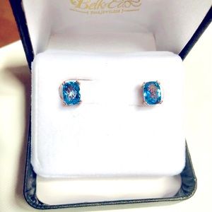 LeVian Ocean Blue Topaz dipped in Strawberry Gold Earrings- Offers Welcome